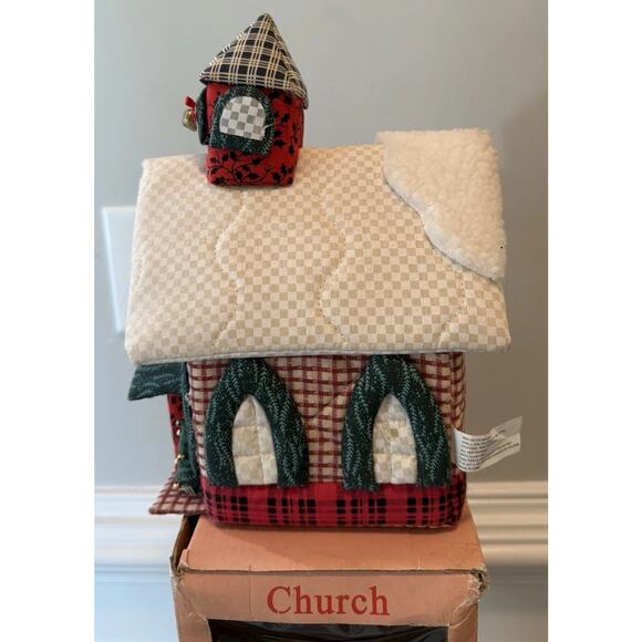 Quilted Fabric Christmas Church Village House w/ Box – Christmas Traditions - Picture 5 of 9